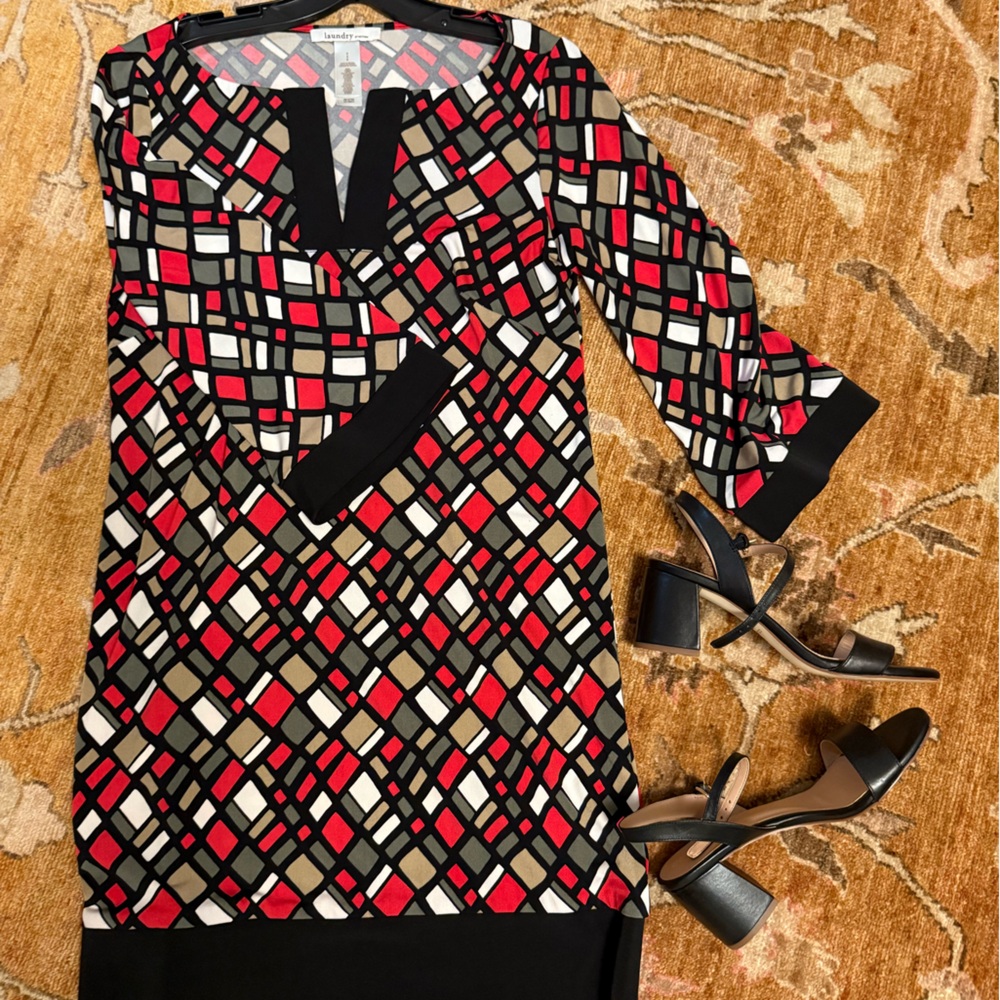 Vintage 2000s Laundry dress size 6 with Geometric Patterned Dress womens